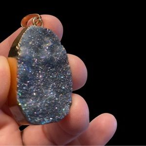 Druzy pendant, electroplated with chain
